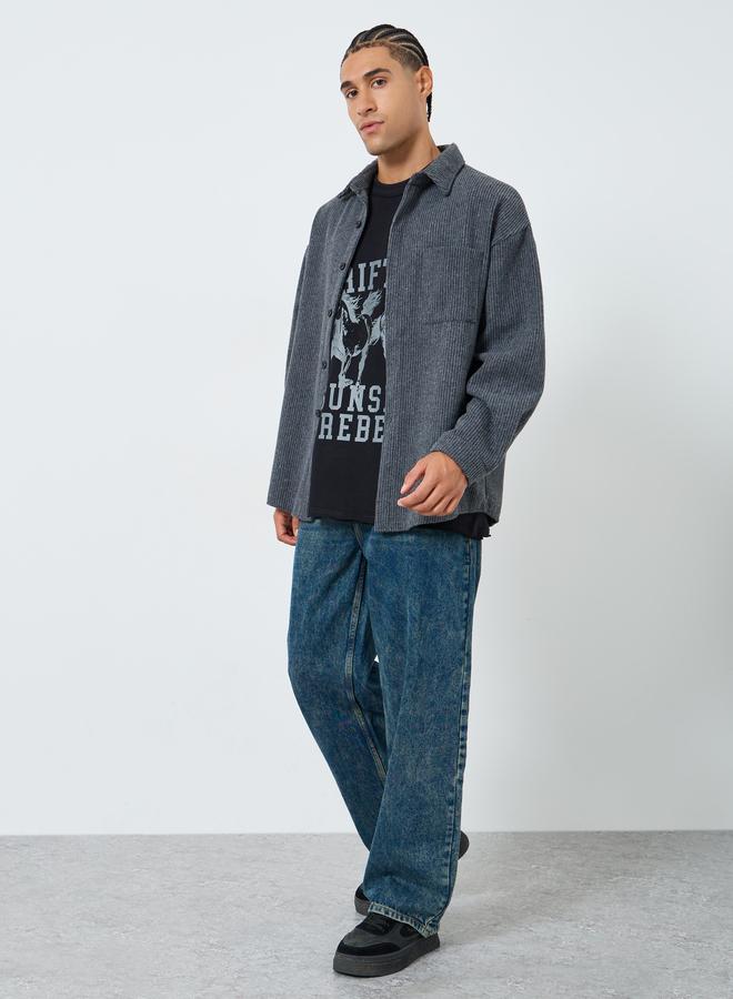 Styli Men Acid Wash Loose Fit Jeans - Image 1